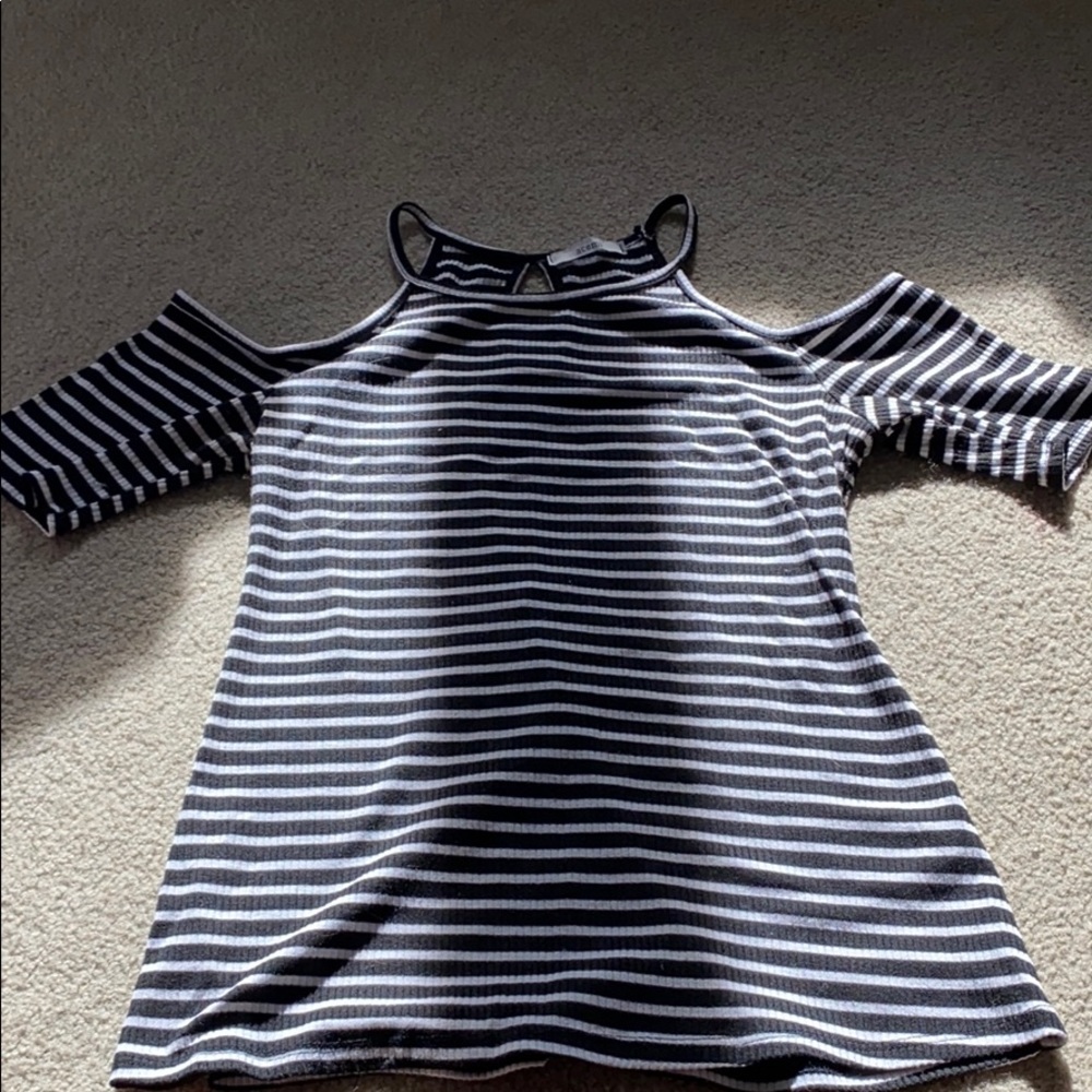 Striped Cut Off Shoulder Top